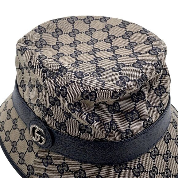 GUCCI GG Canvas bucket hat Size XL Polyester68%/Cotton16%/Nylon16% Beige/Nav... - Picture 4 of 10